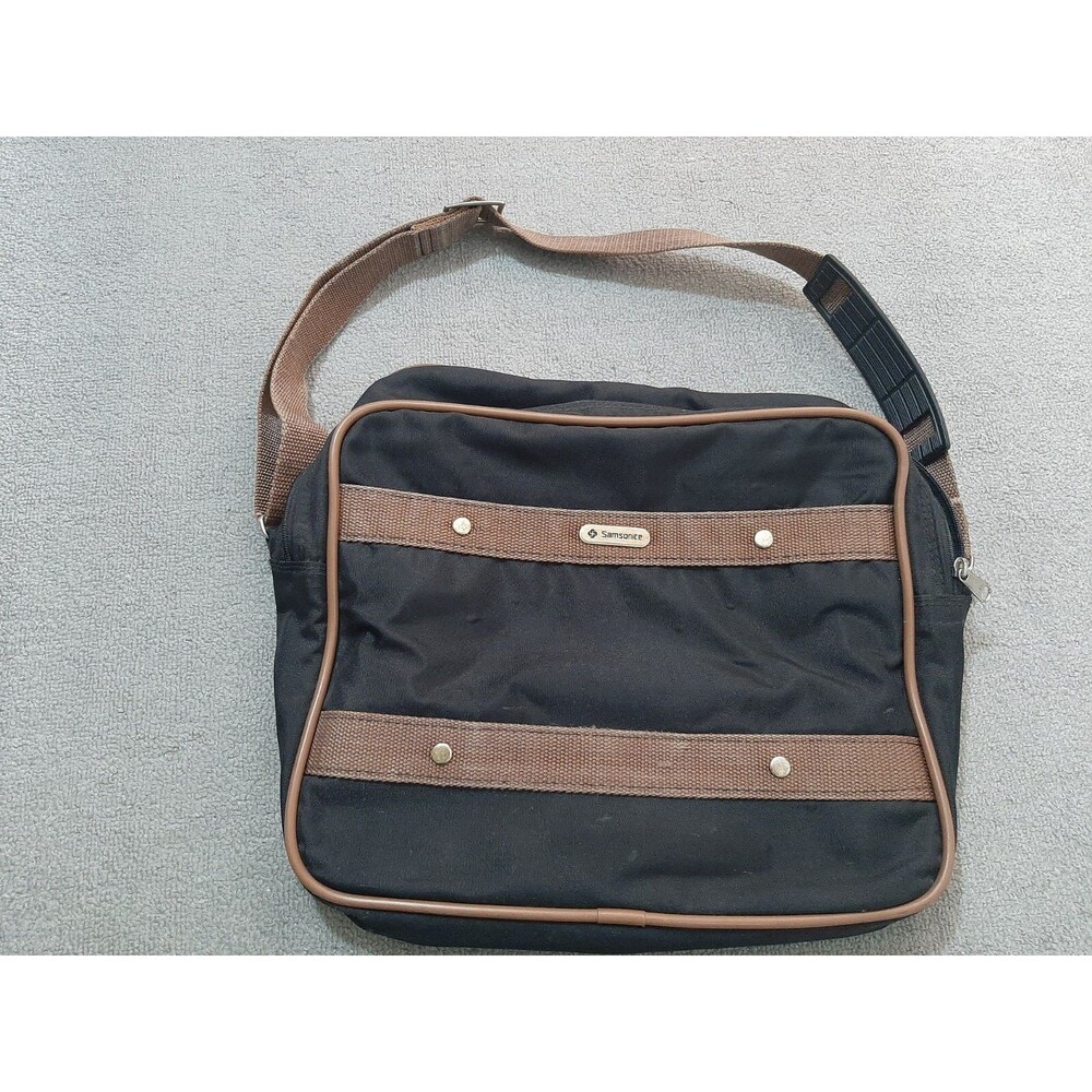 Vtg Samsonite Carrypak 78 Carry On Shoulder Bag Messenger Bag Black/Brown 13x11"